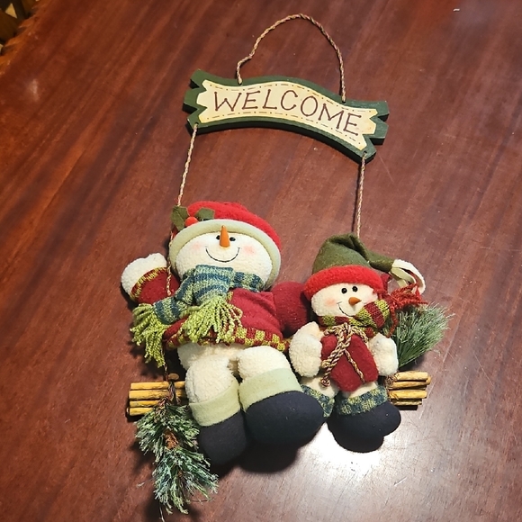 Snowman Door Hanging Welcome Sign - Picture 1 of 8
